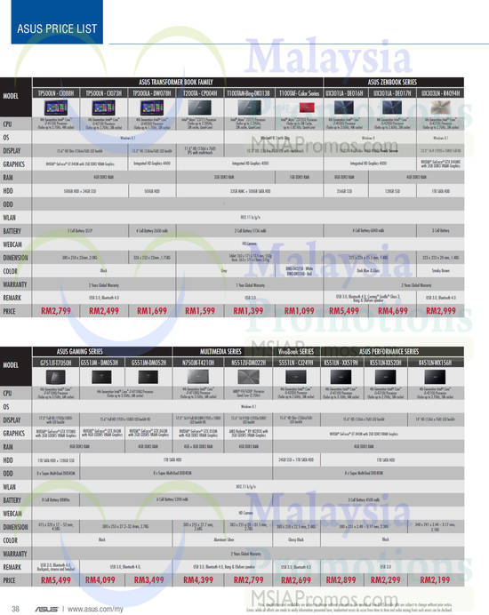 Notebooks Transformer Book Family, Zenbook, Gaming, Multimedia, VivoBook, Performance Series