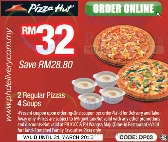 Online RM32 2 Regular Pizzas, 4 Soups