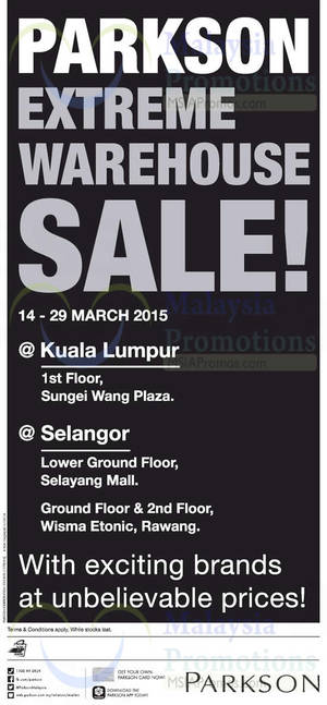 Featured image for (EXPIRED) Parkson Extreme Warehouse Sale @ Rawang Selangor 14 – 29 Mar 2015