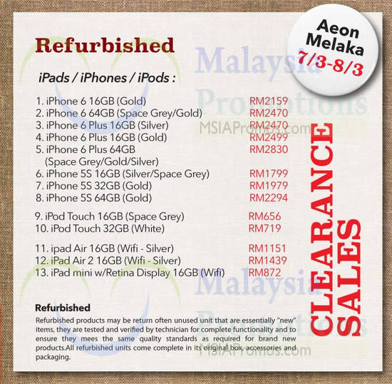 Refurbished iPads, iPhones, iPods