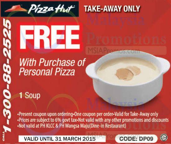 Take-Away Free 1 Soup With Purchase of Personal Pizza