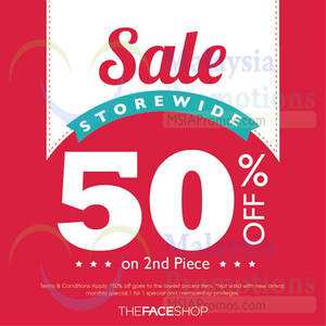 Featured image for (EXPIRED) The Face Shop 50% off 2nd Piece Storewide 2 Mar – 30 Apr 2015