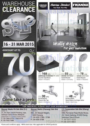 Featured image for (EXPIRED) Wasser Werkz & LTL Bathroom Products Warehouse SALE 16 – 31 Mar 2015