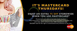 Featured image for Zalora 7% OFF Storewide MasterCard Promo (Thursdays) (NO MIN Spend) 19 Mar – 31 Dec 2015