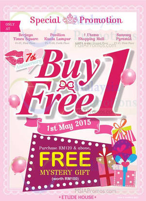 Featured image for (EXPIRED) Etude House Buy 1 FREE 1 @ Nationwide 1 – 31 May 2015