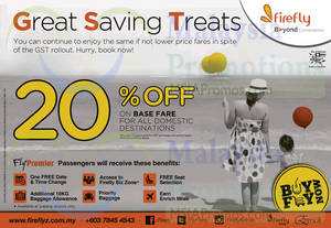 Featured image for F‏irefly 20% Off Base Fares Promo 20 Apr 2015