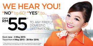 Featured image for Firefly From RM55 Domestic Destinations Promo 27 Apr – 3 May 2015