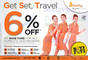 Featured image for F‏irefly 6% Off Base Fares Promo 13 Apr 2015