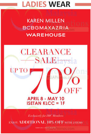 Featured image for (EXPIRED) Karen Millen, BCBGMaxazria & Warehouse Clearance Sale @ Isetan KL 8 Apr – 10 May 2015