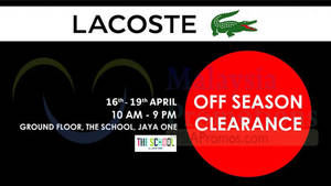 Featured image for (EXPIRED) Lacoste Off Season Clearance @ The School Jaya One 16 – 19 Apr 2015