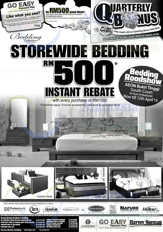 RM500 Rebate, Roadshow, Mattresses, Beds