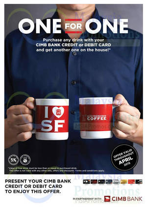 Featured image for (EXPIRED) San Francisco Buy 1 FREE 1 for CIMB Cardholders 1 – 30 Apr 2015