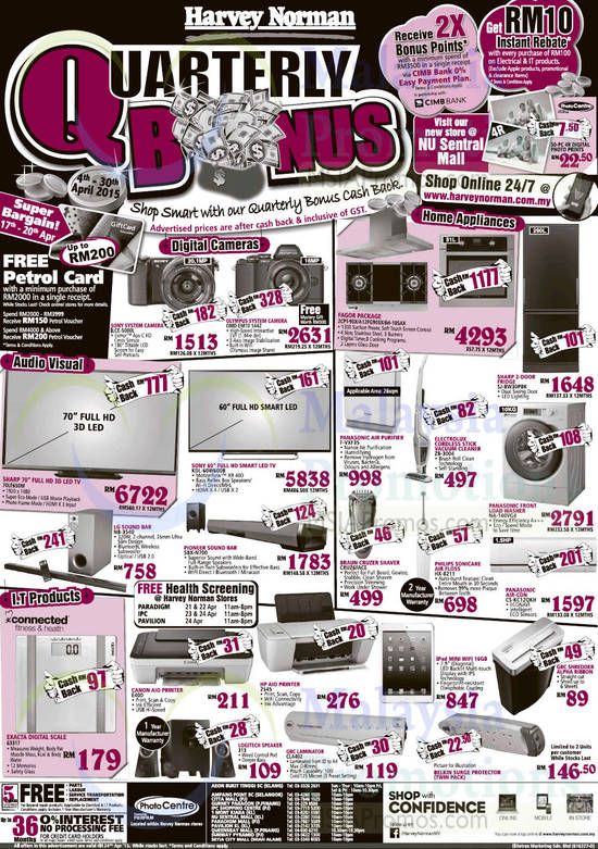 TVs, Digital Cameras, Sound Bars, Vacuum Cleaner, Fridges, Printers, Sony, Olympus, Sharp, Apple, LG, Panasonic, Pioneer