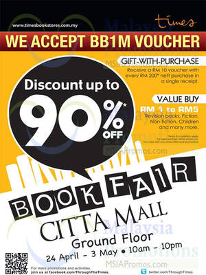 Featured image for Times Bookstores Up To 90% Off Sale @ Citta Mall 24 Apr – 3 May 2015