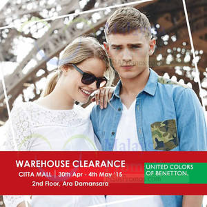 Featured image for (EXPIRED) United Colors of Benetton Warehouse Clearance @ Citta Mall 30 Apr – 4 May 2015