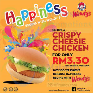 Featured image for Wendy’s RM3.30 Crispy Cheese Chicken Burger Weekend Promo 30 Apr – 4 May 2015