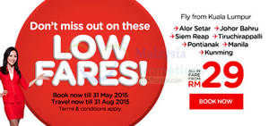 Featured image for (EXPIRED) Air Asia fr RM29 Low Fares Promo 25 – 31 May 2015