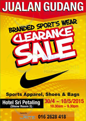 Featured image for (EXPIRED) Jetz Sports Wear Clearance Sale @ Hotel Sri Petaling 30 Apr – 10 May 2015