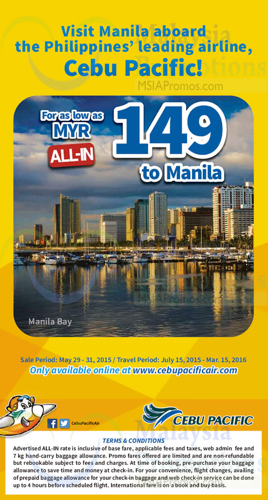 Cebu Pacific Air RM149 (all-in) Manila Promo Fares 29 - 31 ...