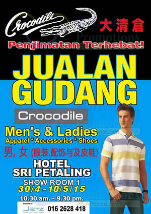 Featured image for (EXPIRED) Crocodile Warehouse Sale @ Hotel Sri Petaling 30 Apr – 10 May 2015