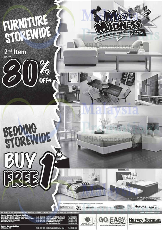 Furniture 2nd Item 80 Percent Off, Bedding Buy 1 Get 1 Free