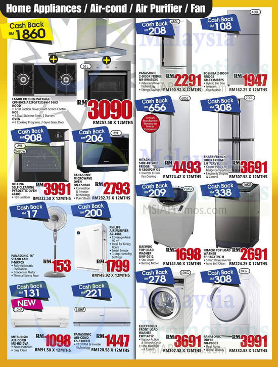 Home Appliances, Fridges, Washers, Dryer, Ovens, Air Purifier, Air Conditioners, Fan, Fagor, Panasonic, Mitsubishi