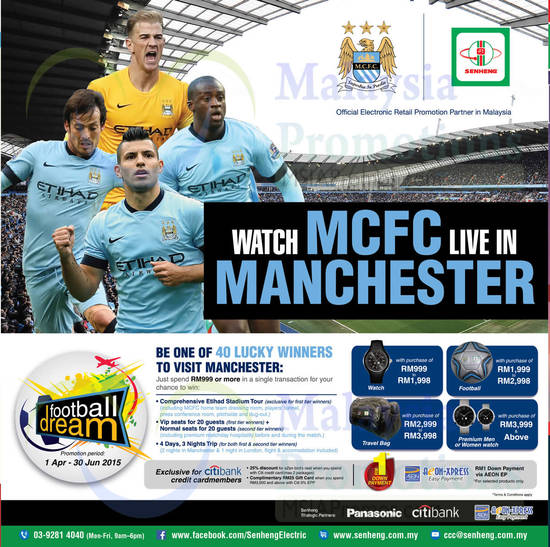 MCFC, Live In Manchester, Spend RM999, Watch, Football, Travel Bag, Premium Men Women Watch, Citibank Credit Cardmembers Specials