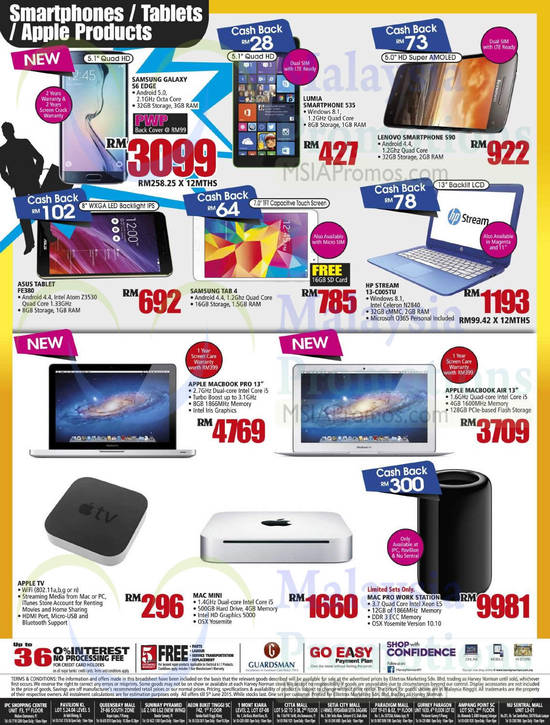 Smartphones, Tablets, Notebooks, Samsung Galaxy, Microsoft Lumia, HP Stream, Asus, Lenovo