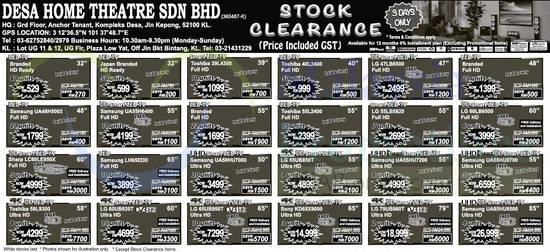 Stock Clearance TVs, Toshiba, LG, Samsung, Sharp