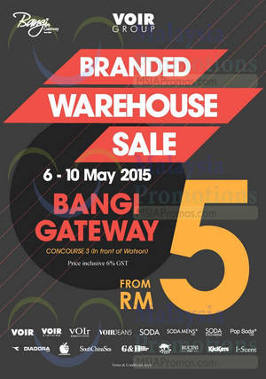 Featured image for (EXPIRED) Voir Group Branded Warehouse Sale @ Bangi Gateway 6 – 10 May 2015