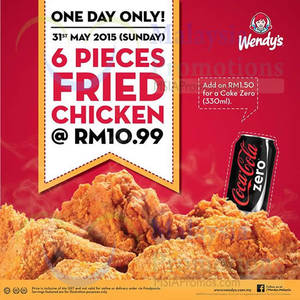 Featured image for Wendy’s RM10.99 6pcs Fried Chicken 1-Day Promo 31 May 2015