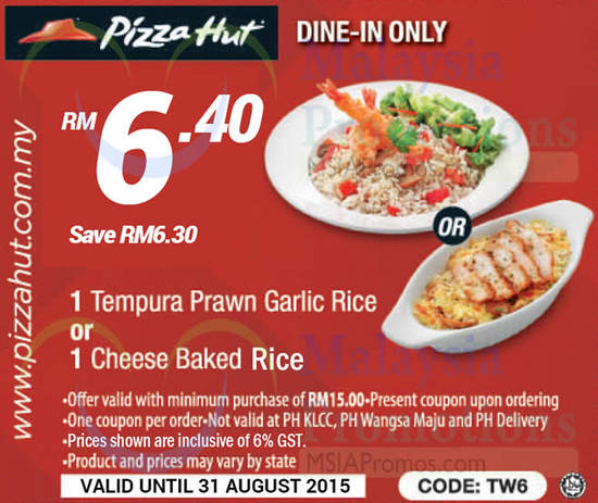 Dine-In RM6.40 1Tempura Prawn Garlic Rice or 1 Cheese Bread