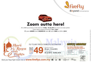 Featured image for Firefly From RM49 Domestic Destinations Promo 29 Jun – 12 Jul 2015