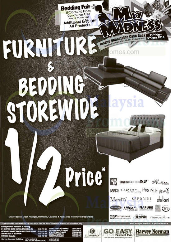 Furniture n Bedding, Bedding Fair, Storewide Half Price, May Madness, ALF, Domus Vita Design, IMG, Lazboy, Lifestyle, Oliver B