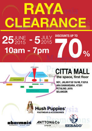 Featured image for (EXPIRED) Hush Puppies Raya Clearance @ Citta Mall 25 Jun – 5 Jul 2015