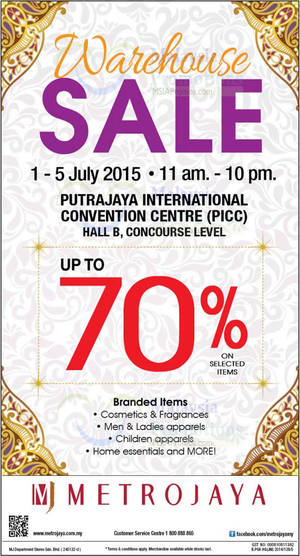 Featured image for (EXPIRED) Metrojaya Warehouse SALE @ PICC 1 – 5 Jul 2015