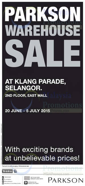 Featured image for (EXPIRED) Parkson Warehouse Sale @ Klang Parade Selangor 20 Jun – 5 Jul 2015