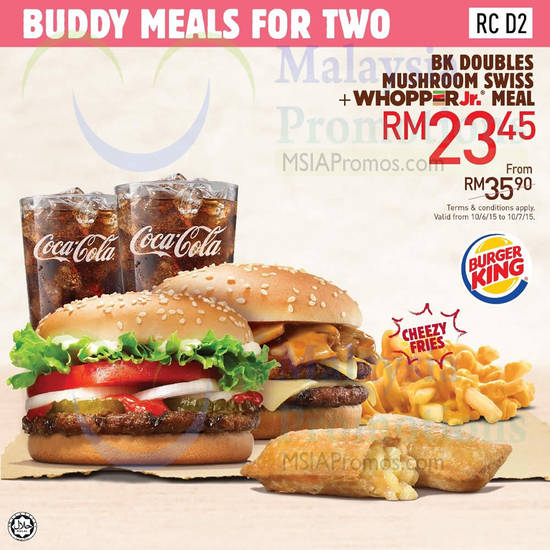 RM23.45 BK Doubles Mushroom Swiss Whopper Jr Meal