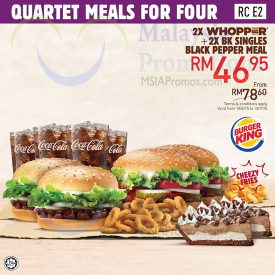 RM46.95 2 Whopper, 2 BK Singles, Black Pepper Meal