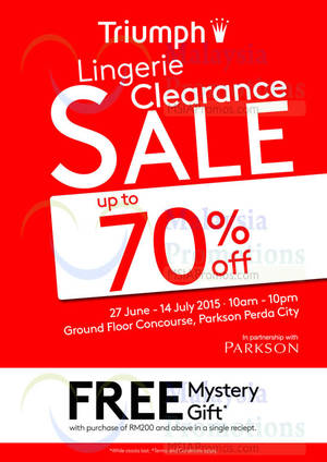 Featured image for (EXPIRED) Triumph Clearance SALE @ Parkson Perda City 27 Jun – 14 Jul 2015