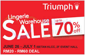 Featured image for Triumph Lingerie Warehouse Sale @ Isetan KLCC 27 Jun – 1 Jul 2015
