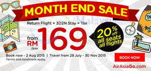 Featured image for Air Asia Go 3D2N Stay fr RM169 (Return Flight, Stay & Taxes inc) Month End Sale 27 Jul – 2 Aug 2015