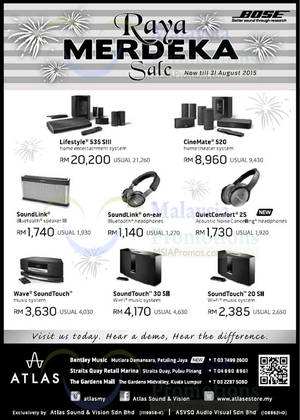 Featured image for (EXPIRED) Atlas Bose Speakers & Systems Raya Merdeka Sale 30 Jul – 31 Aug 2015