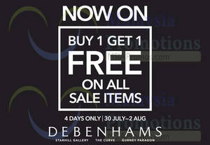 Featured image for (EXPIRED) Debenhams Buy One Get One FREE Promotion 30 Jul – 2 Aug 2015