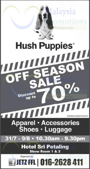 Featured image for (EXPIRED) Hush Puppies Apparel Off Season Sale @ Hotel Sri Petaling 31 Jul – 9 Aug 2015