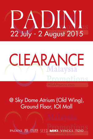 Featured image for Padini Clearance Sale @ IOI Mall 22 Jul – 2 Aug 2015