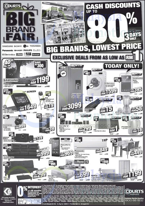 Big Brand Fair, TV, Notebook, Digital Camera, Home Theatre System, Tablet, Mattress, Smartphone, Samsung, HP, SonicGear, Vono, Panasonic