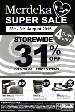 Featured image for (EXPIRED) Home’s Harmony 31% OFF Storewide Merdeka Super Sale 28 – 31 Aug 2015