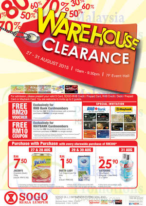 Featured image for (EXPIRED) KL Sogo Warehouse Clearance 27 – 31 Aug 2015