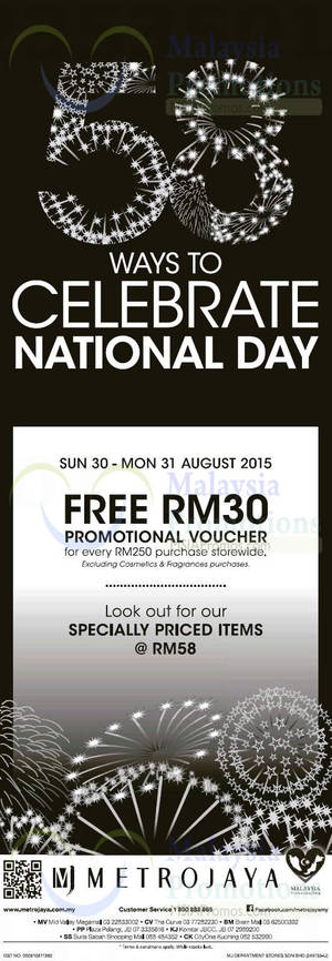 Featured image for Metrojaya Free RM30 Voucher w/ RM250 Spend 30 – 31 Aug 2015